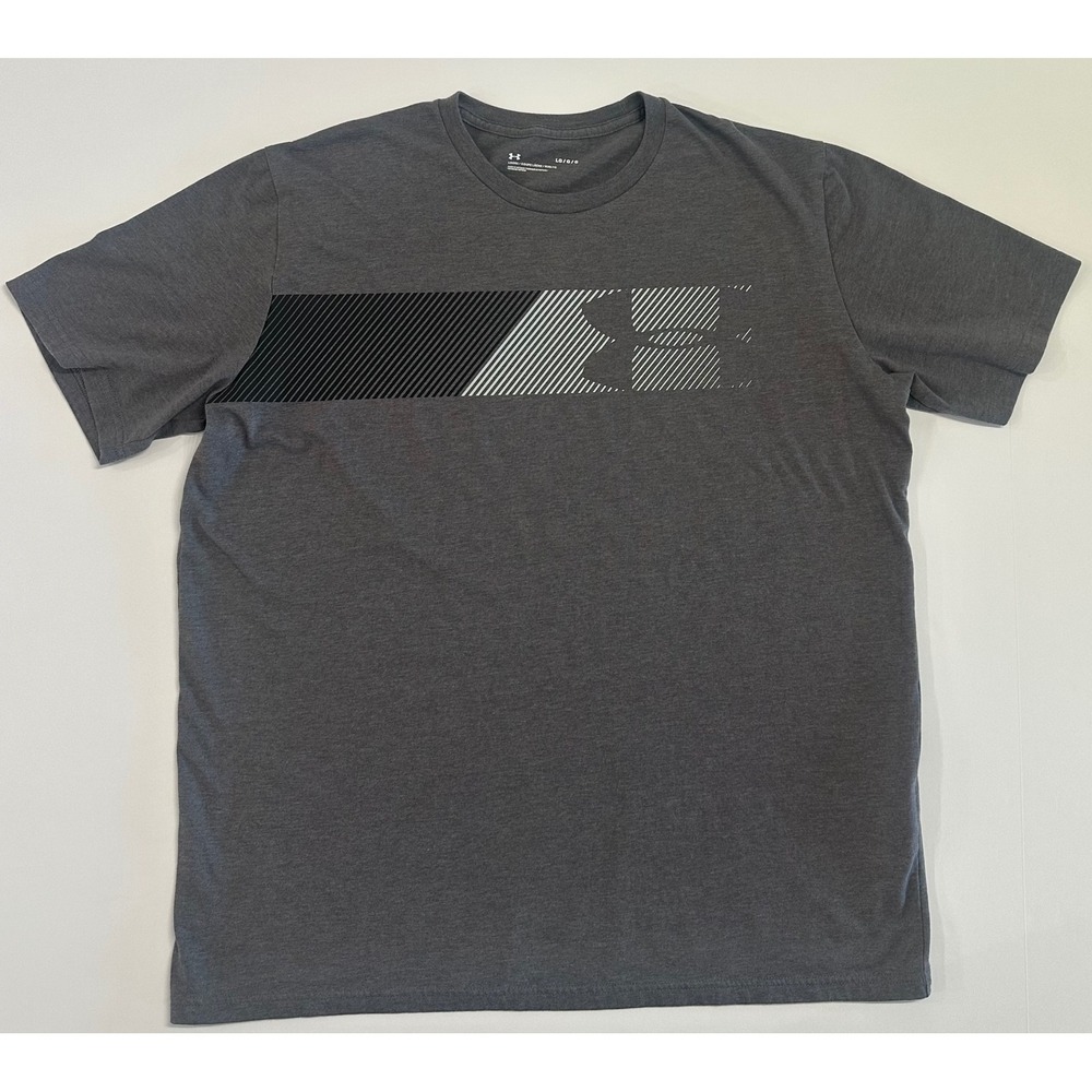 Under Armour Mens Large Gray Heather Graphic Logo Short Sleeve Loose Fit T-Shirt